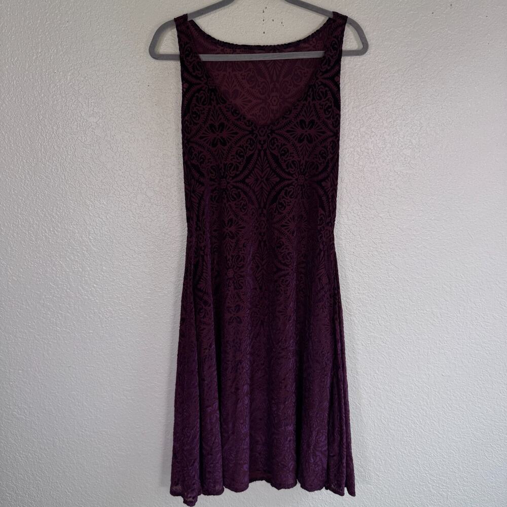 Elhoffer Dress Womens Large Floral Velvet Motif Burnout Sheer Whimsigoth Flowy